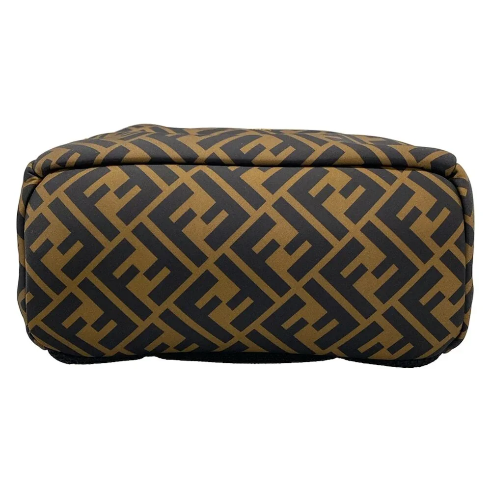 Fendi Zucca Backpack 8BZ040 Brown Black Yellow Nylon Leather